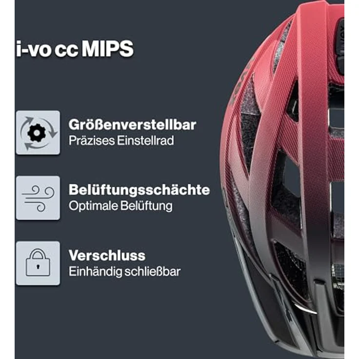 Uvex Sports i-vo cc Mips, Velohelm für 56-60 cm, schwarz-rot, mit integrierter Sonnenblende und 24 Belüftungsöffnungen – Bild 2