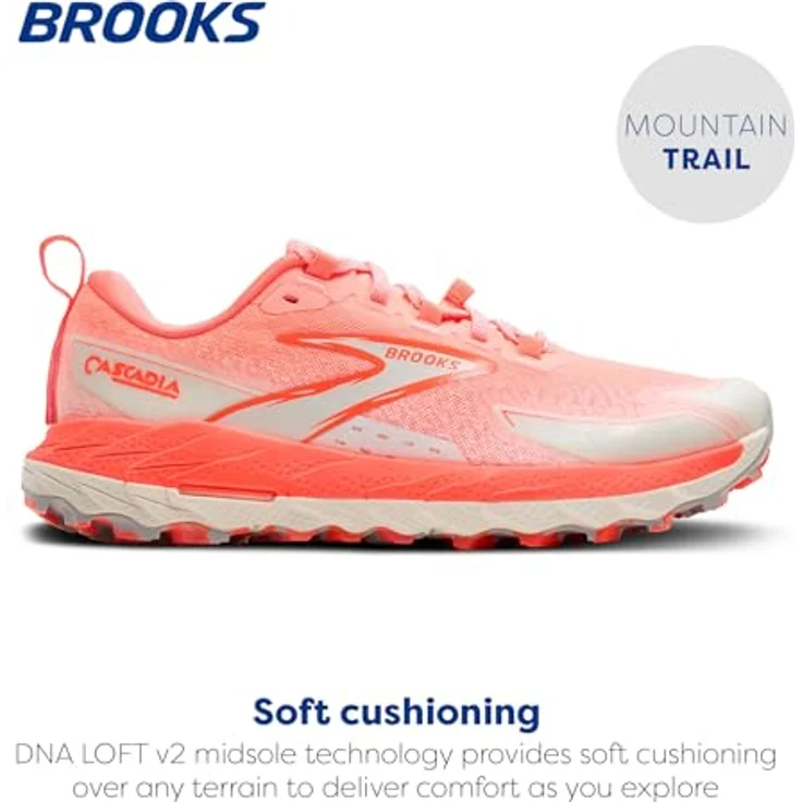 Brooks Running Cascadia 18 Damen Laufschuhe, Trailrunning, verbessertes Mesh-Obermaterial, Dämpfungstechnologie, Blau/Pink – Bild 2