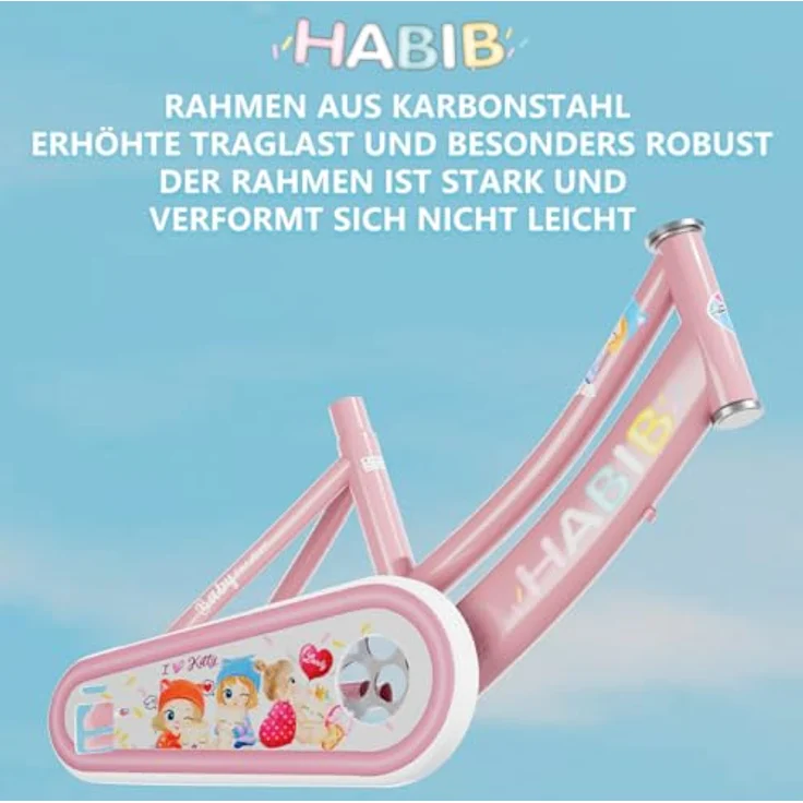 Habib Gruppe Kinderfahrrad, komplettes Set mit Karbonstahlrahmen, höhenverstellbar, pink – Bild 9