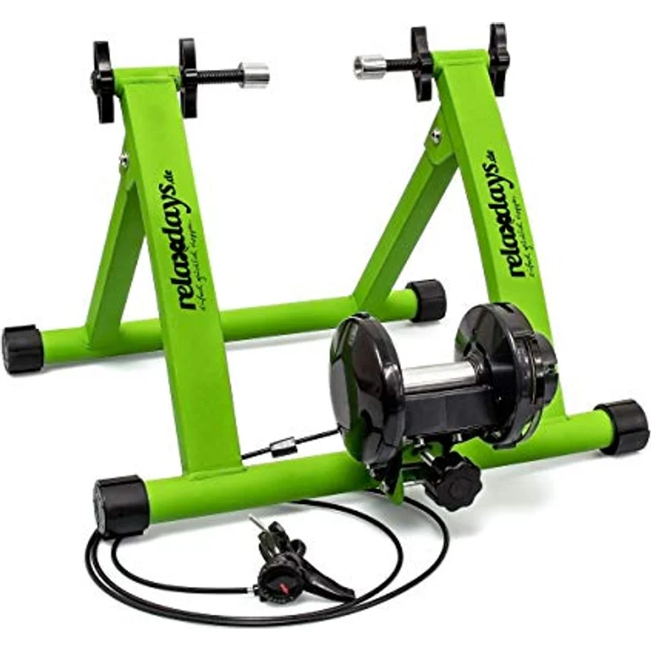 Relaxdays Rollentrainer, Indoor Fahrradtrainer mit 6 Gängen für 26-28 Zoll, bis 120 kg belastbar, Stahl, Grün – Bild 4