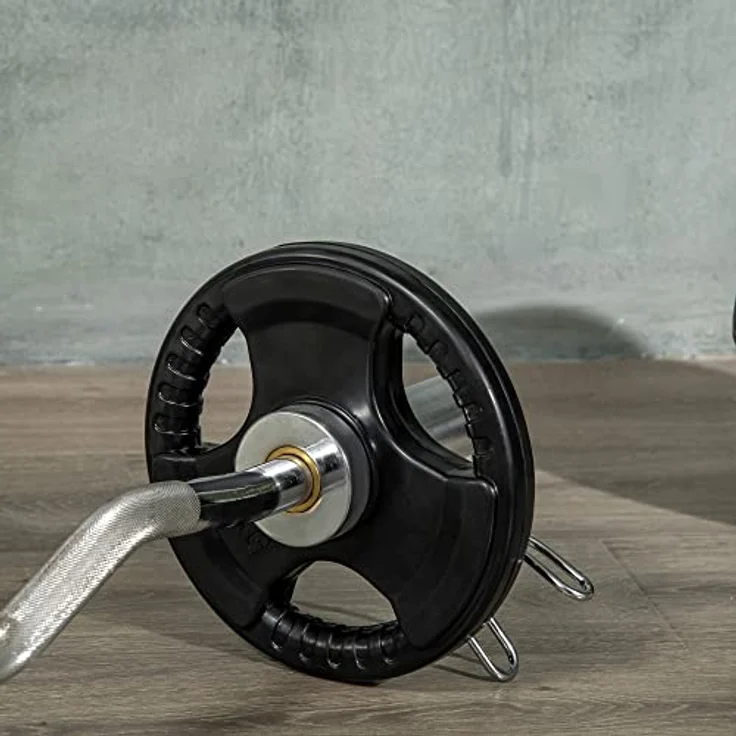 SPORTNOW Hantelscheiben 2er-Set, 10 kg pro Scheibe, Metall mit Gummimantel, Schwarz – Bild 7