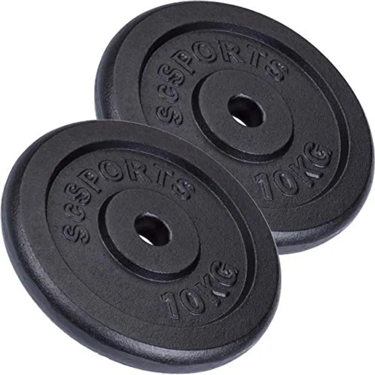 ScSPORTS® Hantelscheiben - Einzeln/Set, Ø 30/31 mm, Gusseisen, Gewichtswahl - Gewichtsscheiben, Set, Hantelgewichte, Fitness Scheiben, Gussscheiben, Gewichte für Hantel, Langhantel