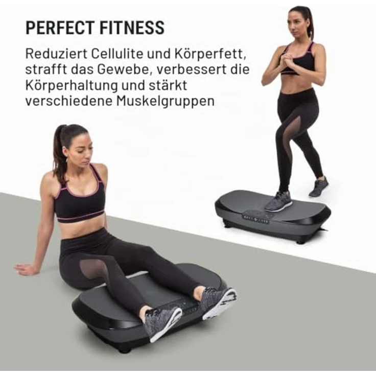 Klarfit Vibe 4DX Pro Vibrationsplatte mit 4 Bewegungsmodi, 20 Geschwindigkeiten, grau schwarz – Bild 3