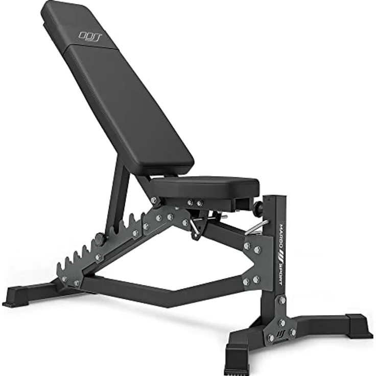 Marbo Sport Doppelseitig verstellbare Trainingsbank MS-L102 2.0 | Made in EU, Trainingsbank mit erweitertem Verstellbereich, verstärkter Polsterung und Gummifüßen, schwarz