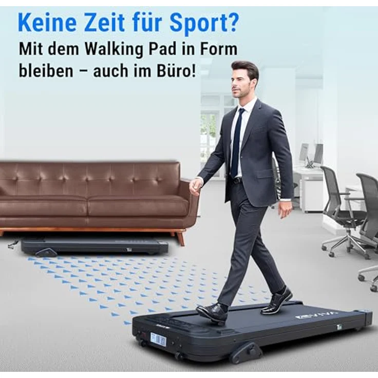 AsVIVA Walking Pad Laufband, leise und tragbar mit 5 % Neigung für effektives Gehtraining, kompakt für Schreibtisch und Home Office, inkl. Bluetooth-Fernbedienung – Bild 4