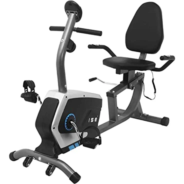 ISE Ergometer Liege- Heimtrainer mit Magnetbremse, Pulssensoren und LCD-Display, 8 Widerstandsstufen, Sitzergometer mit Rückenlehne für Zuhause, SY-6801 – Bild 1