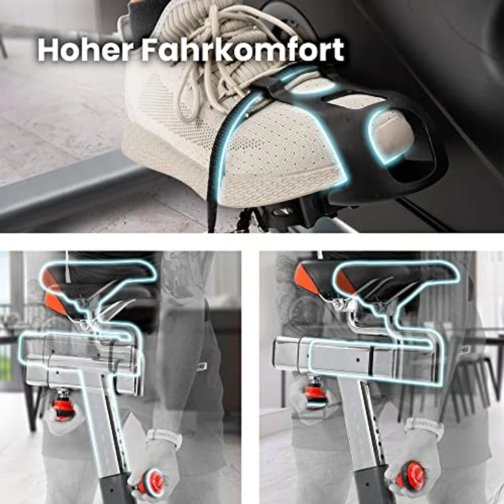 HS HOP-SPORT Indoor Cycling Bike Fahrrad HS-065IC - Speedbike mit LCD-Display und 20 KG Schwungrad - bis 150kg, Schwarz – Bild 5