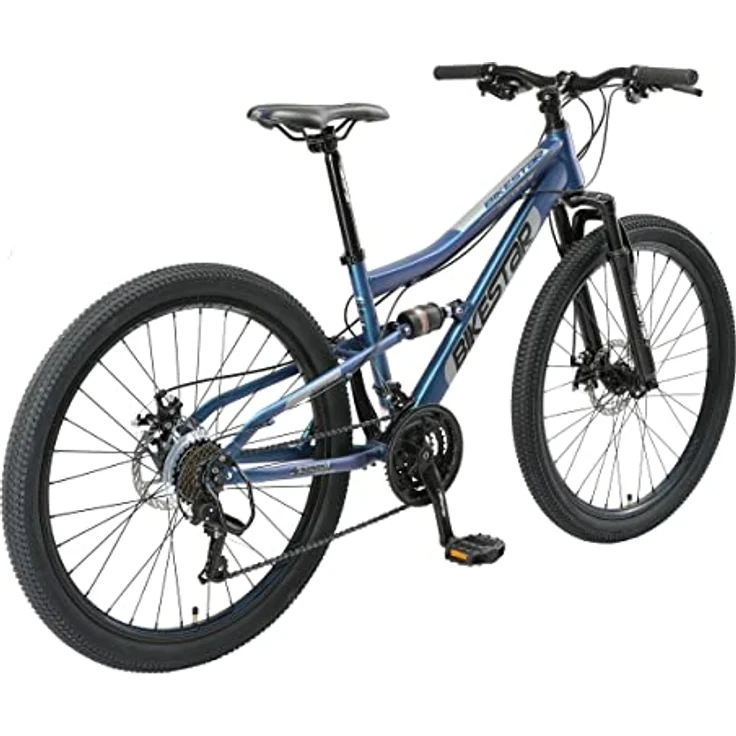 BIKESTAR Fully Mountainbike 26 Zoll | 15 Zoll Rahmen, 21 Gang Shimano Schaltung, Scheibenbremse | Blau – Bild 4