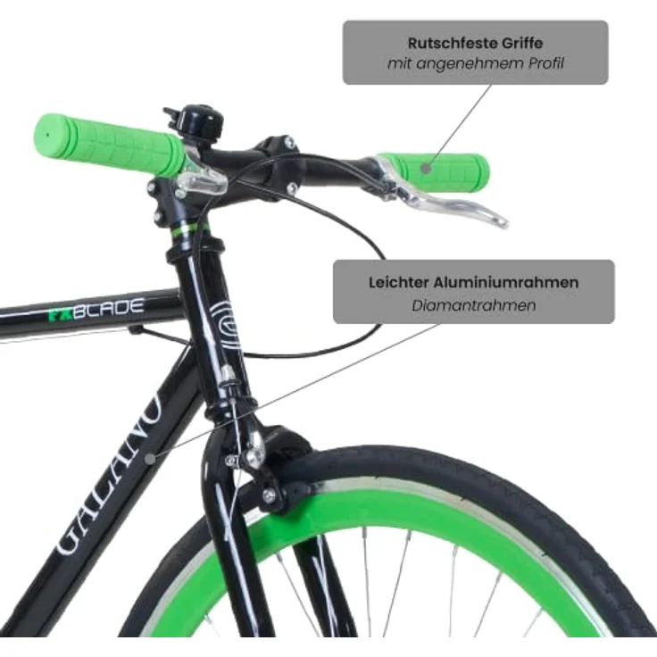 Galano Blade Fixie Fahrrad, 28 Zoll Singlespeed mit Flip Flop Nabe für Fixed Gear und Freilauf, schwarz/rot – Bild 6
