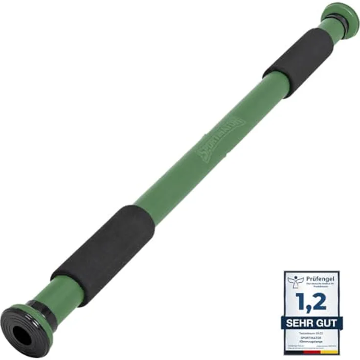 SPORTINATOR® Klimmzugstange zum Einspannen im Türrahmen, belastbar bis 150 kg, kompakt und sicher, Länge 60–102 cm (grün) - Preisvergleich