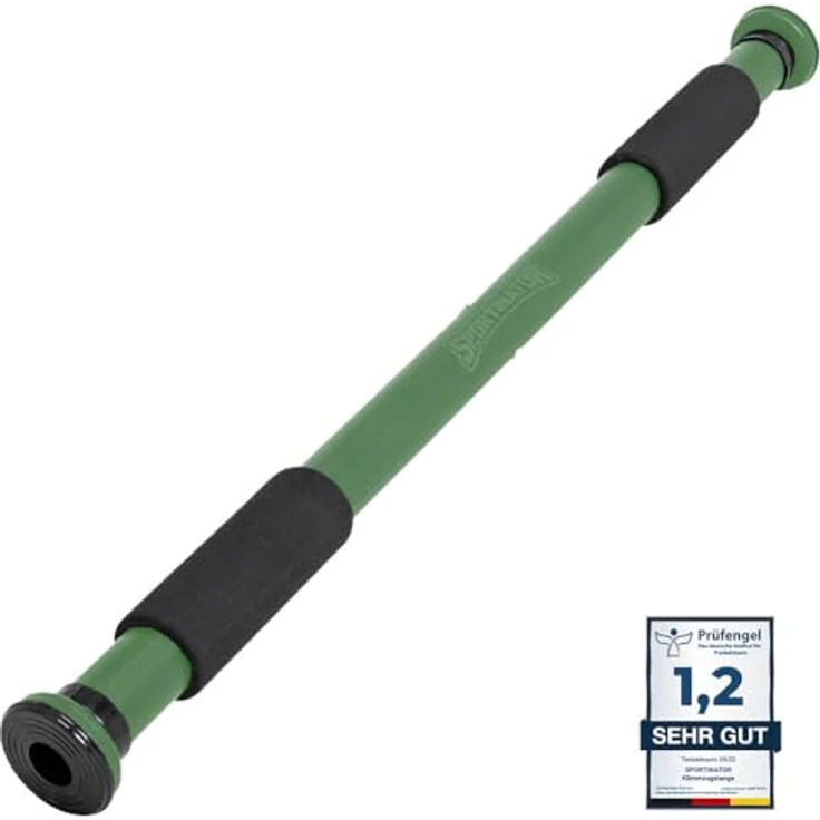 SPORTINATOR® Klimmzugstange zum Einspannen im Türrahmen, belastbar bis 150 kg, kompakt und sicher, Länge 60–102 cm (grün) - Preisvergleich – Bild 1