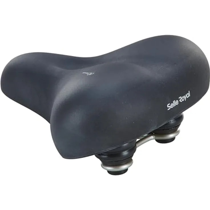 Selle Royal Touren-City-Sattel, Fahrradsattel mit Vollschaumpolsterung und Gelfüllung, Elastomerdämpfung, Lederstruktur, Schwarz