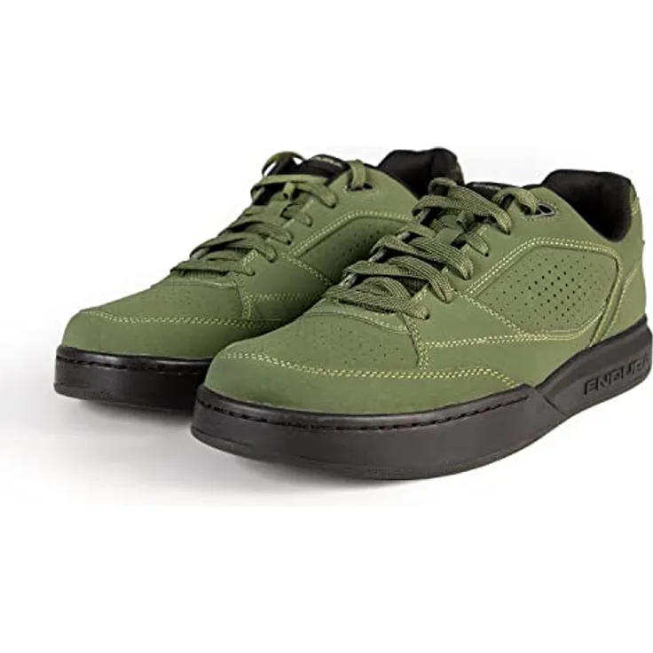 Endura Hummvee Flat Pedal Schuh, olivgrün, Größe 45, atmungsaktive Gummisohle mit StickyFoot Grip und flexibler Passform