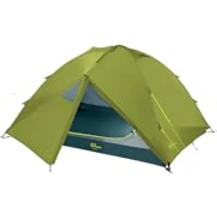 Jack Wolfskin Eclipse II Kuppelzelt, Ginkgo Green, für 2 Personen, freistehend, recycelte Materialien, PFC-frei, 2 Eingänge