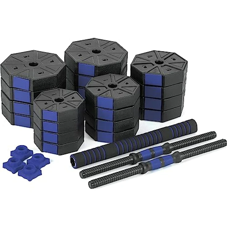 Gymtek Hanteln Set 2in1 Kurzhanteln und Langhantel, Gewicht verstellbar, Krafttraining Zuhause (Blau 2x20kg) – Bild 2