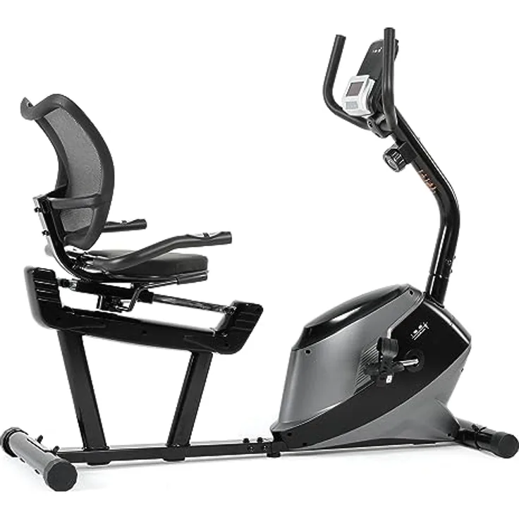 ISE Liegeergometer Heimtrainer für Zuhause mit Magnetbremse, Ergometer Heimtrainer mit Rückenlehne, Pulssensoren und LCD-Display, 8 Widerstandsstufen, SY-6825