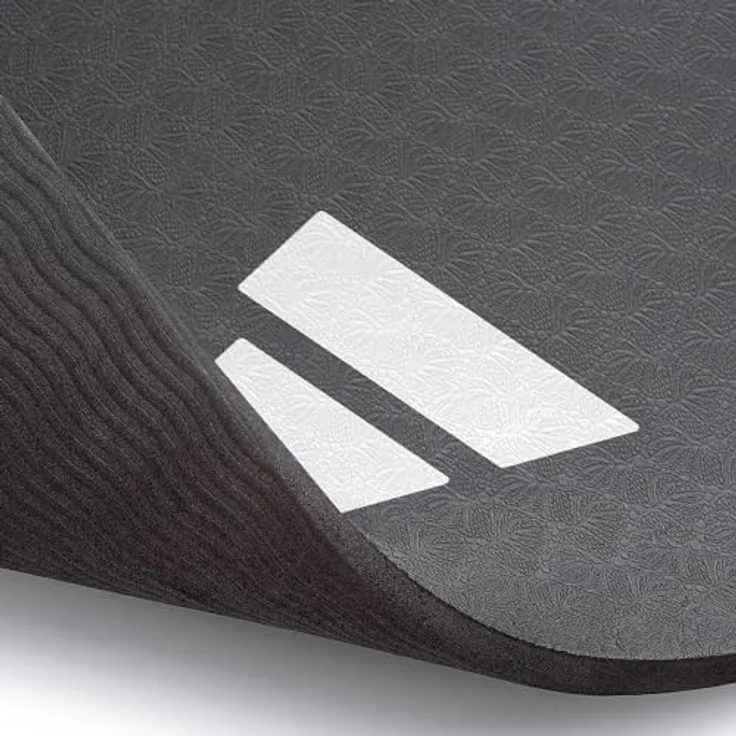 adidas Yogamatte, 8 mm, Schwarz - Dämpfende Matte für Yoga und Pilates, rutschfeste Oberfläche, leicht und rollbar – Bild 4