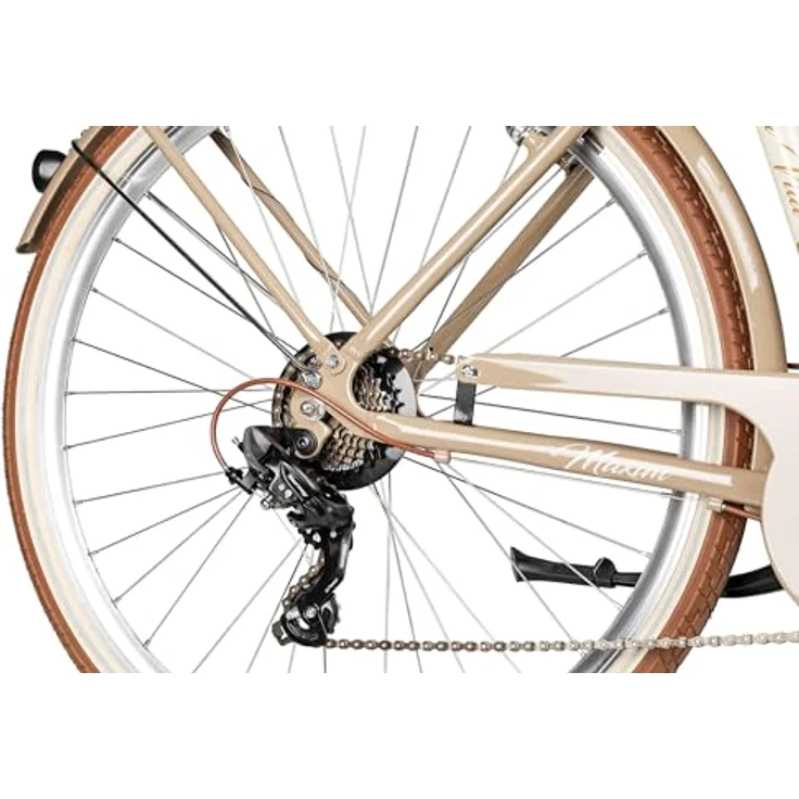 MAXIM La Vita 28 Zoll Citybike, beige, mit Shimano Tourney 7-Gangschaltung und V-Brake Bremsen – Bild 6