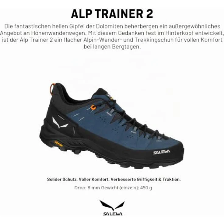 Salewa Alp Trainer 2 Herren Trekkingschuh, Vibram® Alpine Hiking-Sohle, Farbe: 8769, Größe: UK 9.5 (EUR 44) – Bild 2