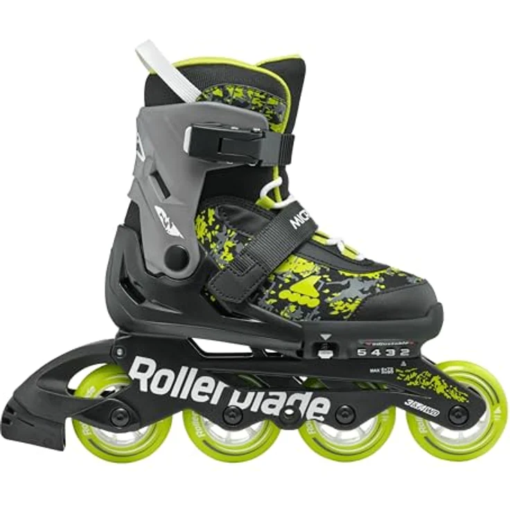 Rollerblade Microblade Sl, Junior Inline Skates EU 33, Schwarz/Lime, verstellbar in 4 Größen, optimaler Komfort und Stabilität – Bild 3