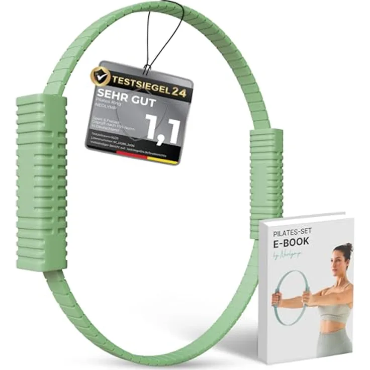 NEOLYMP Pilates Ring, Effektiver Fitnessring für Core-Training, rutschfeste Softgrip-Silikon-Griffe, kompaktes Pilates Zubehör (Matcha)