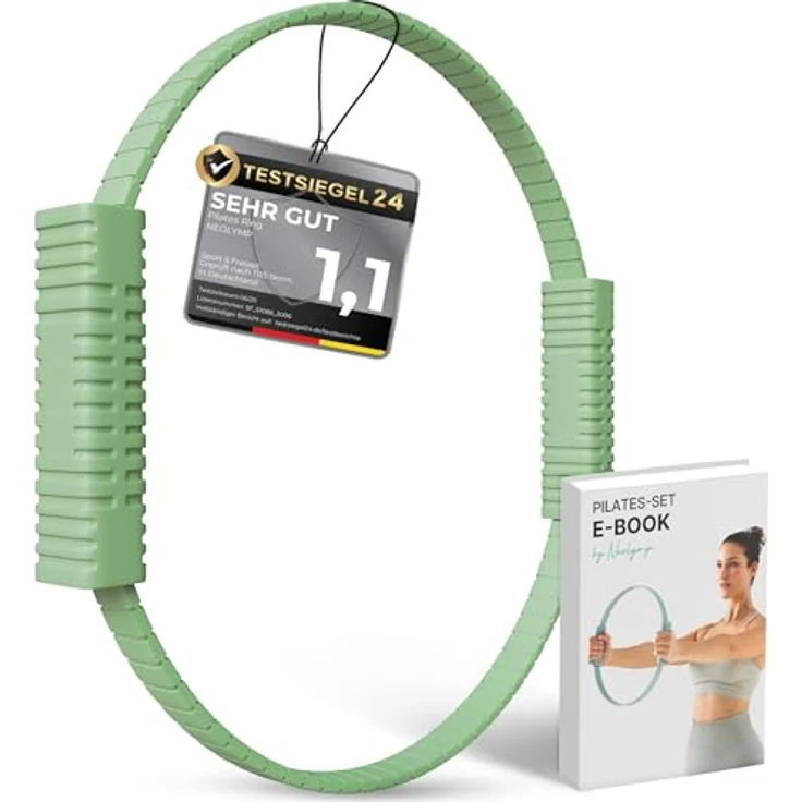 NEOLYMP Pilates Ring, Effektiver Fitnessring für Core-Training, rutschfeste Softgrip-Silikon-Griffe, kompaktes Pilates Zubehör (Matcha) – Bild 1