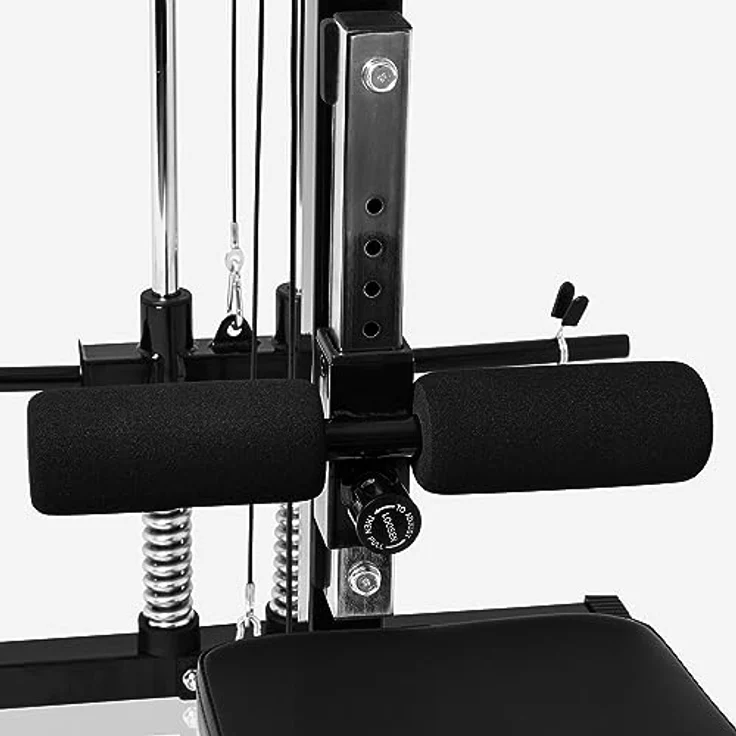 GORILLA SPORTS® Latzugturm Multi-LAT-Tower, verstellbar bis 300 kg, inkl. 2 Griffstangen, Schwarz, für effektives Oberkörper-Training, 154 x 83 x 210 cm – Bild 4