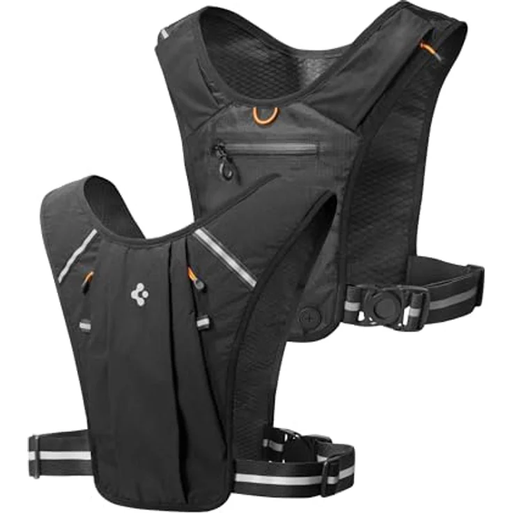 Spigen A720 Dynamic Shield Running Vest, Leichte Laufweste mit praktischem Taschenlayout, L-XL, Schwarz – Bild 1