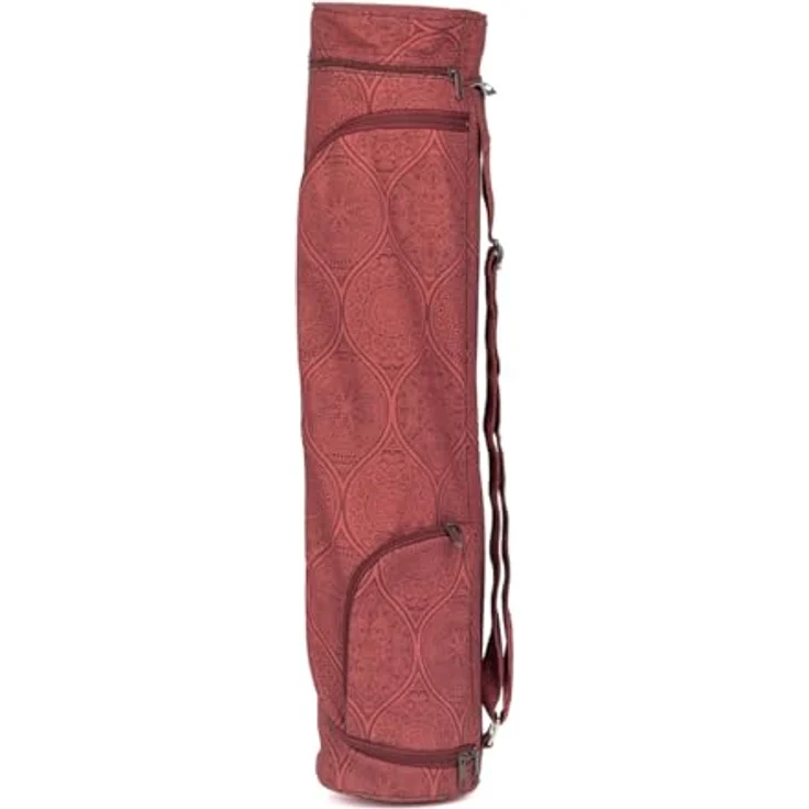 Bodhi Yogatasche ASANA Bag Cotton | Maharaja Collection | Yogamattentasche für Yogamatte & Zubehör | inkl. Außentaschen | 60 cm | Mayuri/dunkelrot – Bild 2