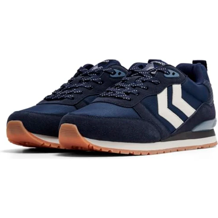 Hummel Monaco 86 NS, Laufschuhe mit atmungsaktivem Obermaterial aus Mesh und Synthetik-Veloursleder, dunkelblau/weiß, Größe 43 EU – Bild 2