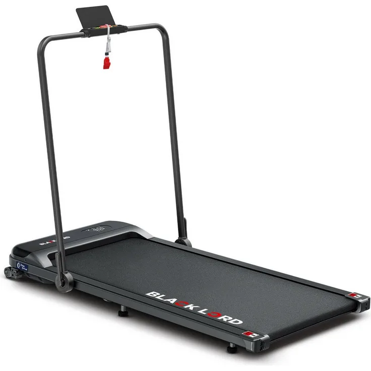 BLACK LORD Laufband für Zuhause, Walking Pad, Klappbares Untertisch-Laufband mit Armlehne (125 x 56 x 109 cm), Schwarz, mit Bluetooth, Fernbedienung, Lautsprecher, 1-14km/h