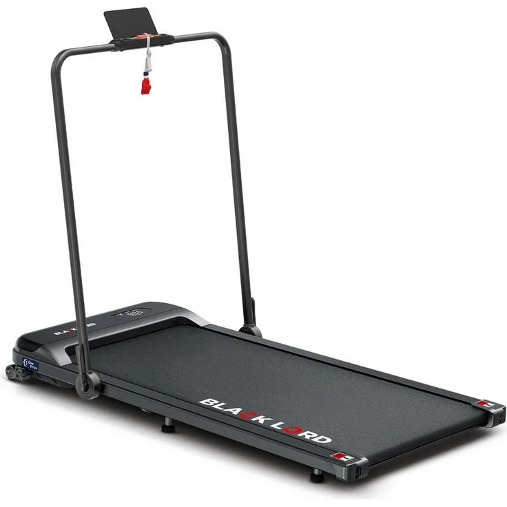BLACK LORD Laufband für Zuhause, Walking Pad, Klappbares Untertisch-Laufband mit Armlehne (125 x 56 x 109 cm), Schwarz, mit Bluetooth, Fernbedienung, Lautsprecher, 1-14km/h
