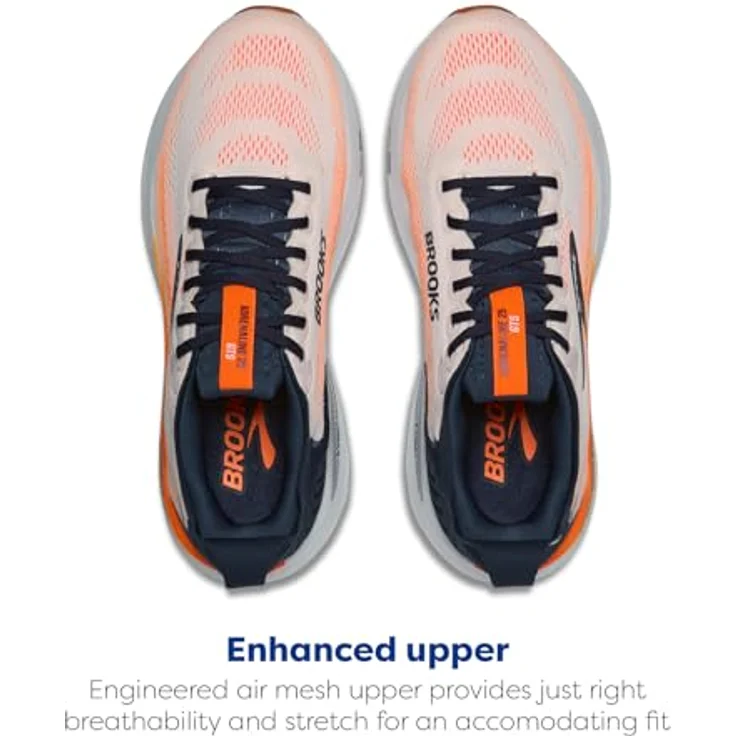 Brooks Adrenaline GTS 25 Herren Laufschuh, Komfortables Design mit DNA LOFT v3-Dämpfung und GuideRails Technologie, White/Spellbound/Orange, Größe 42.5 – Bild 4