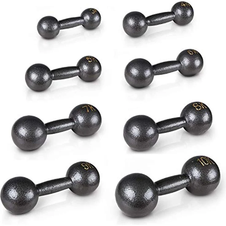 Sport-Thieme Retro Kurzhanteln | Hochwertige Gusseisen Hanteln in acht Gewichtsstufen: 3kg - 10kg | Farbe: Schwarz-Grau | Markenqualität – Bild 1