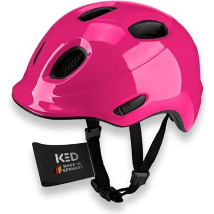 KED Meggy Spark Kinderfahrradhelm, Inmold-Technologie, 360° Verstellsystem, Reflektoren, Insektenschutznetz, Leicht, Verstellbar, Pink, Größe: 45-50 (S)