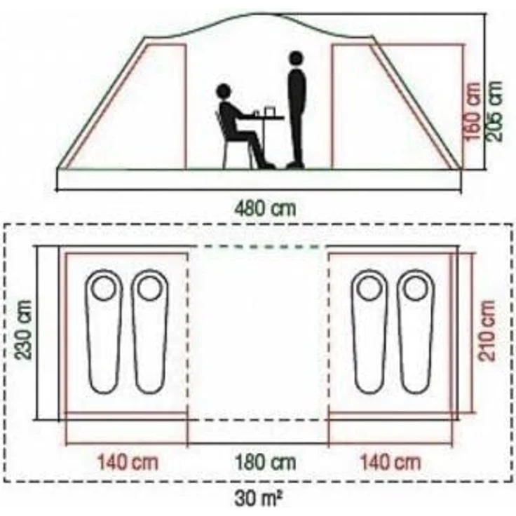Coleman Spruce Falls 4, Tunnelzelt für 4 Personen mit dunklen Schlafkabinen und 4500 mm Wassersäule, Nachtschwarz – Bild 3
