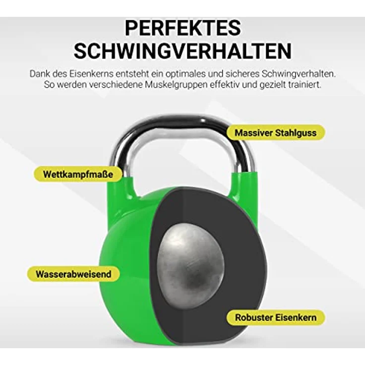 MSPORTS Kettlebell Competition 24 kg | Professional Studio Qualität | inkl. Übungsposter | Wettkampf Kugelhantel – Bild 3