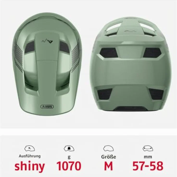 ABUS HiDrop Downhill Helm – Fullface Helm mit ABS-Außenschale, ASTM zertifiziert, optimale Belüftung, für Erwachsene und Jugendliche, grün, Größe M – Bild 3