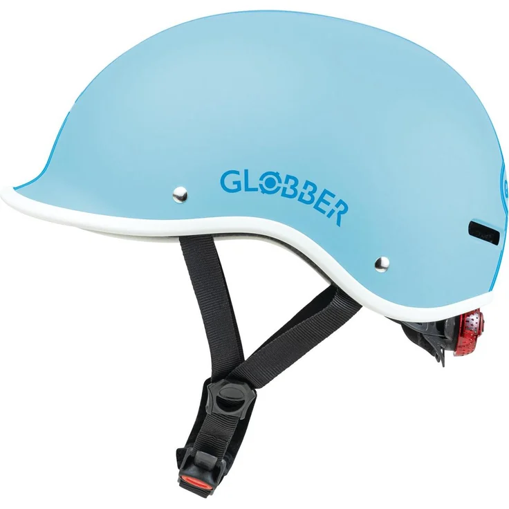 GLOBBER HELM MASTER LIGHTS - Schutzhelm für Kinder, Gr. XS/S 47-51, größenverstellbar, mit LED-Rücklicht, pastellblau
