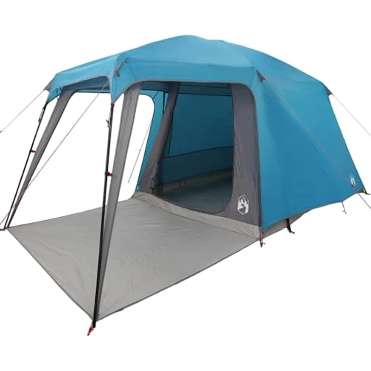 vidaXL Campingzelt mit Vorzelt 5 Personen, blau, wasserdicht, leicht, mit abnehmbarem Überzelt und E-Anschluss – Bild 1