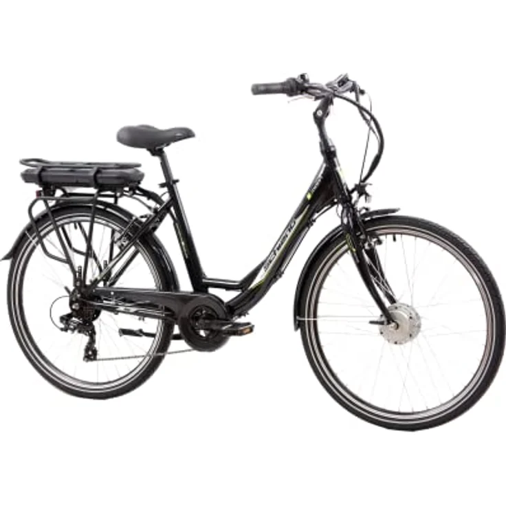 F.lli Schiano E-Moon 26 Zoll E-Bike Elektrofahrrad, Pedelec mit 250W Motor und 7-Gang-Getriebe, E-Citybike mit Frontmotor, Schwarz – Bild 1
