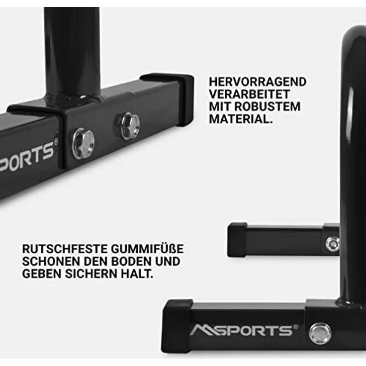 MSPORTS Low Fitness Parallettes Minibarren Professional LxBxH: 60x35x29 cm| Push-Up Bars Liegestützgriffe (Schwarz) – Bild 4
