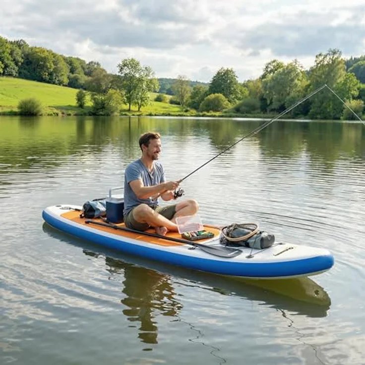 sportnow Outsunny Stand Up Paddling Board Set, Aufblasbar 305cm mit Paddel, orangefarbene EVA-Anti-Rutsch-Matte, max. 150kg Belastbarkeit, komplettes Zubehörset – Bild 9
