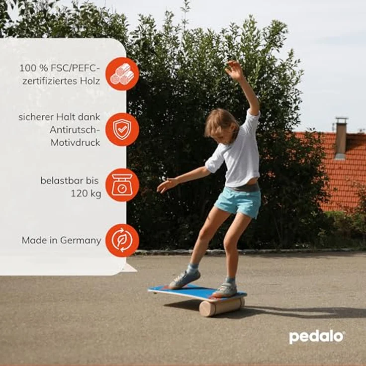 Pedalo® Rola-Bola Fun, Gleichgewichtstrainer aus Birke Multiplex, belastbar bis 120 kg, für drinnen und draußen, blau – Bild 3