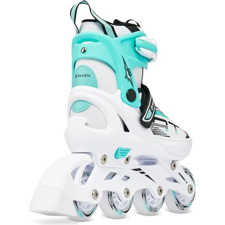 RAVEN Profession Inlineskates, verstellbare 2in1 Inliner für Kinder und Erwachsene, White/Mint, Größe 31-35 (20,5cm-22,5cm) – Bild 3