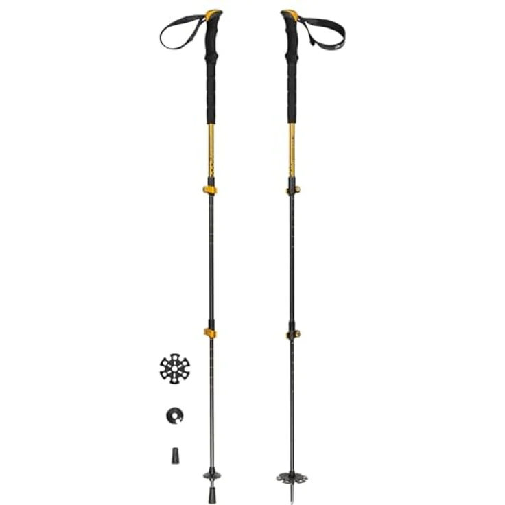 Ferrino Teleskop Trekkingstöcke für Unisex Erwachsene, 3 Abschnitte, Schwarz, mit Wolfram-Zehenkappe und rutschfestem Schalldämpfer, verstellbar von 65-135 cm – Bild 1