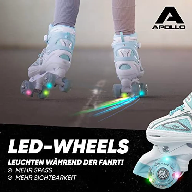 Apollo Rollschuhe LED Rollschuhe größenverstellbar Super Quads X-Pro, LED Räder, größenverstellbar 31-42, blau – Bild 3