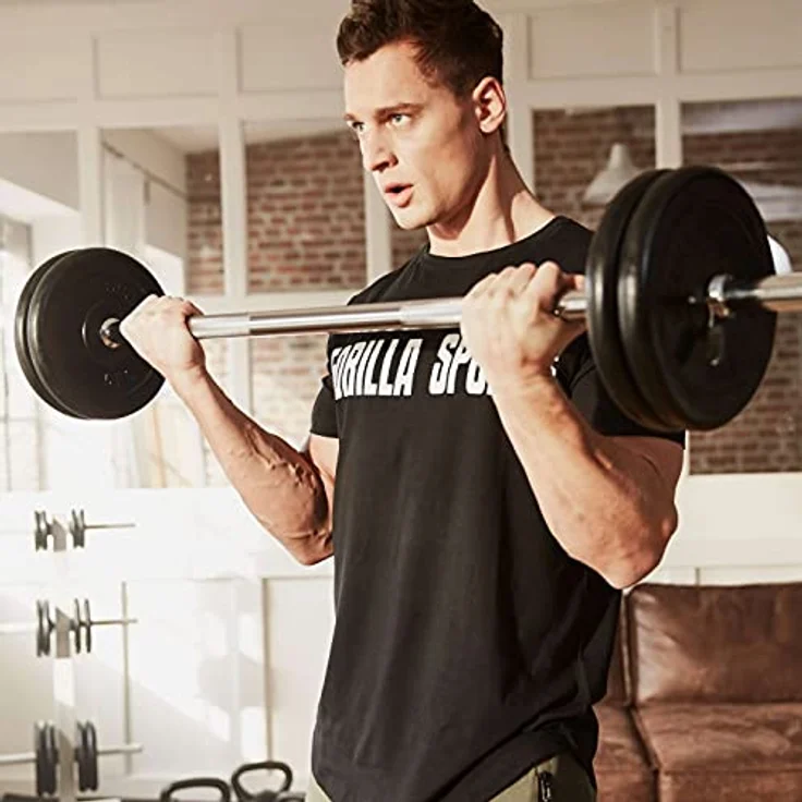 GORILLA SPORTS® Langhantelstange - Ø 30mm, 120 cm / 150 cm / 170 cm länge, mit 2 Federverschlüssen, bis 200kg Belastbar, Chrom - Langhantel, Hantelstange, Hantel, Langhantel-Stange (120 cm) – Bild 5
