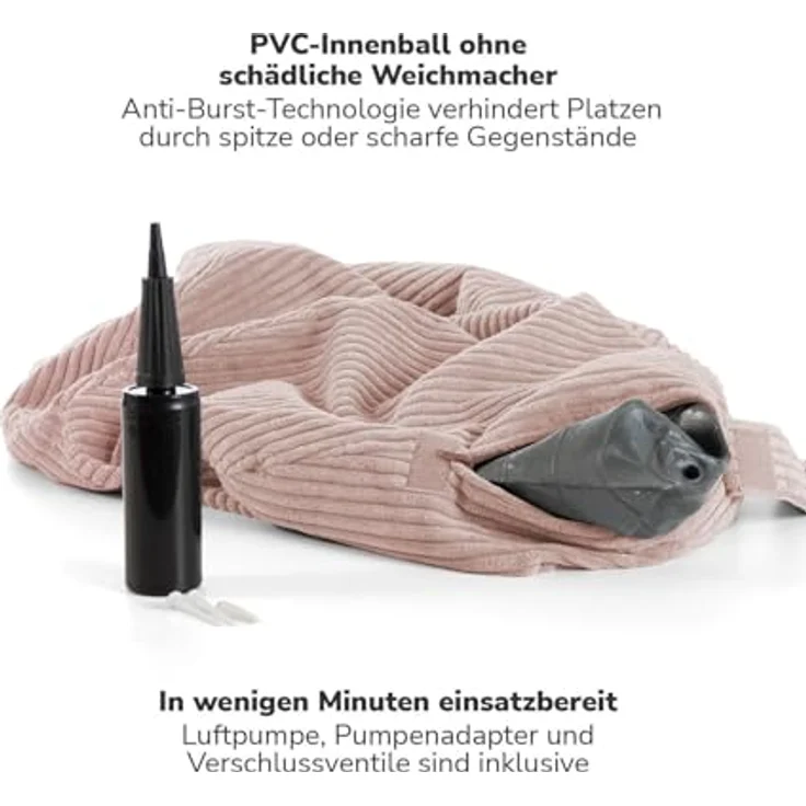 mokebo Stoff Sitzball Büro ergonomisch 'Der Sportliche', 65cm Breite, mit Pumpe, kuscheliger Cordbezug, grau – Bild 5