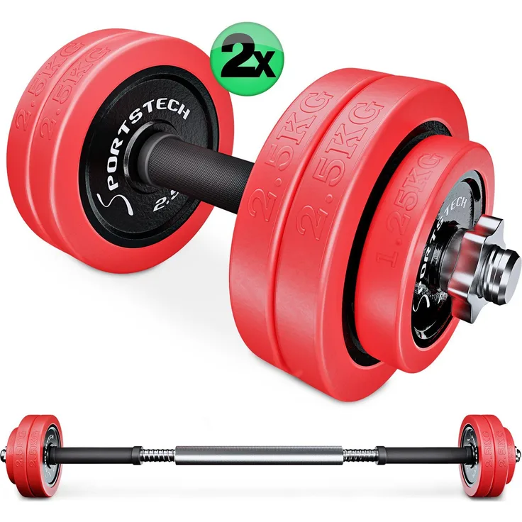 Sportstech Hantel AH300, Abnehmbare Silikonüberzüge, Gusseisen Gewichtsscheiben, Old-School-Look, Schwarz